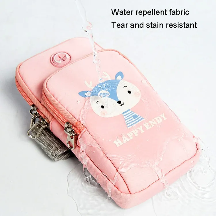 Large Running Mobile Phone Arm Bag Cartoon Mobile Phone Bag(Bull Horn Girl)