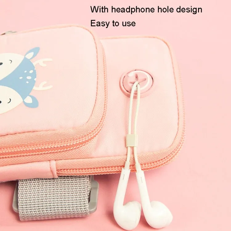 Large Running Mobile Phone Arm Bag Cartoon Mobile Phone Bag(Bull Horn Girl)