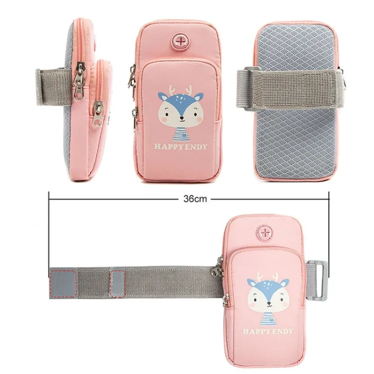 Large Running Mobile Phone Arm Bag Cartoon Mobile Phone Bag(Bull Horn Girl)