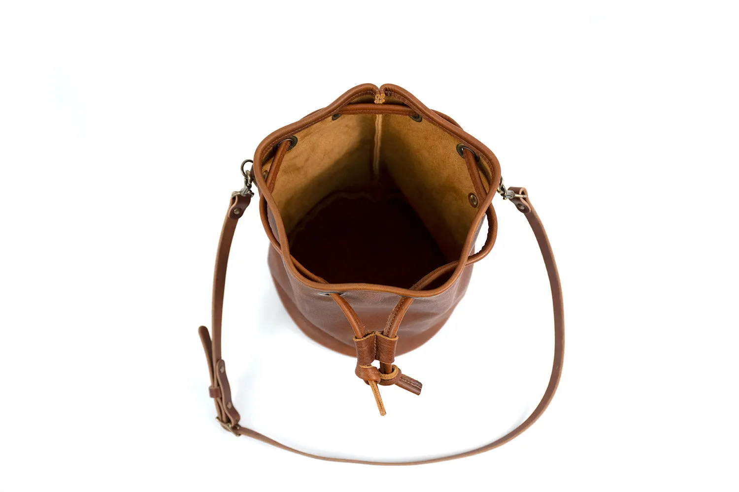 LEATHER BUCKET BAG - LARGE - SADDLE