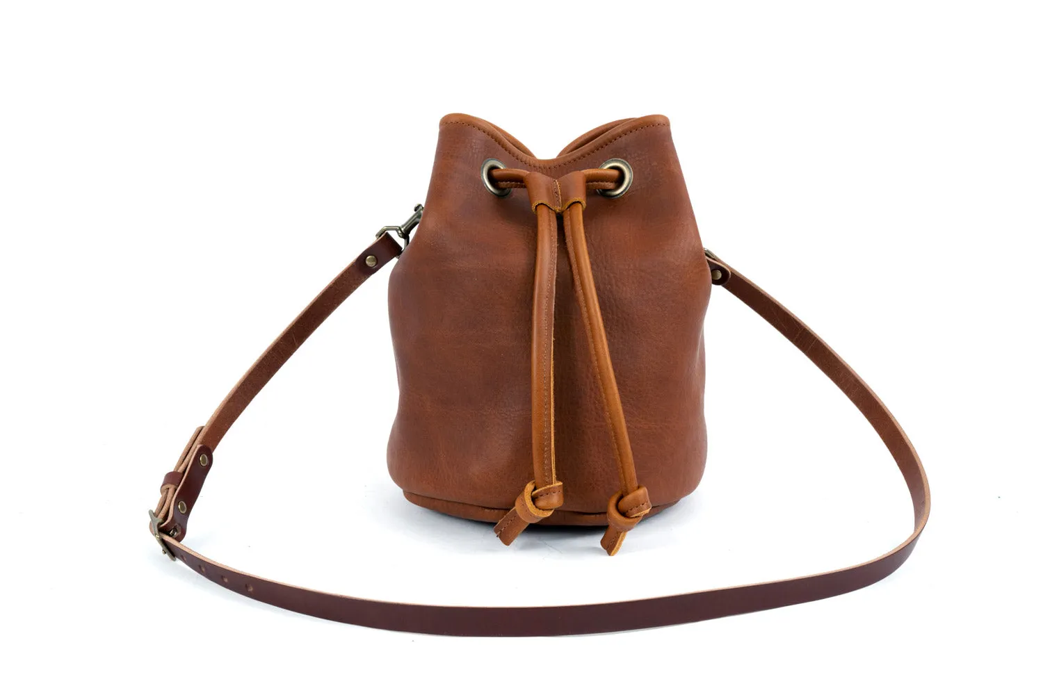 LEATHER BUCKET BAG - LARGE - SADDLE