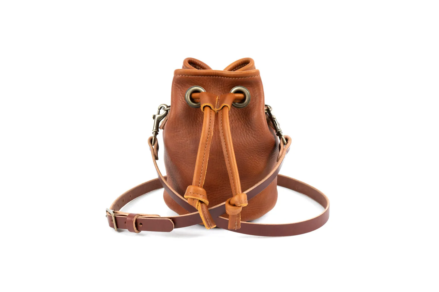 LEATHER BUCKET BAG - SMALL - SADDLE