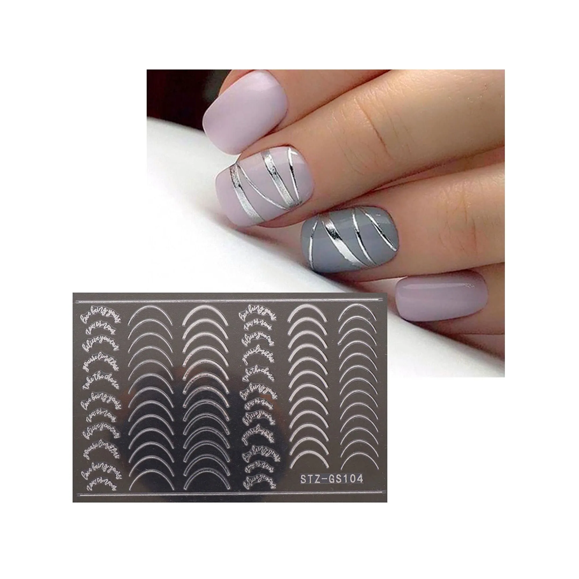 Line Nail Art Stickers Decals Metal Line Nail Supply Rose Gold 3D Self Adhesive | Color Multi -6 Sheets