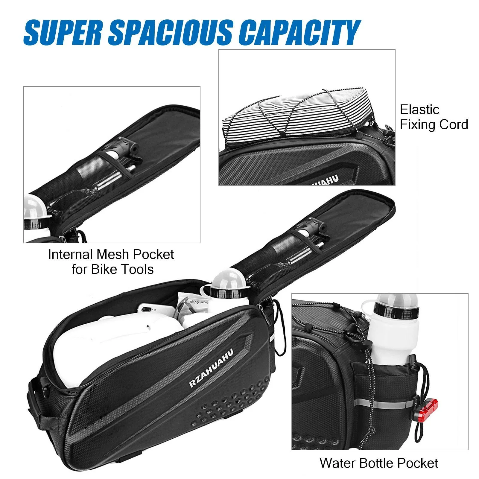 Lixada Bicycle Bags 10L Multifunctional Bicycle Rear Seat Bag Waterproof Cycling Bike Rack Trunk Cargo Bag Pannier Handbag