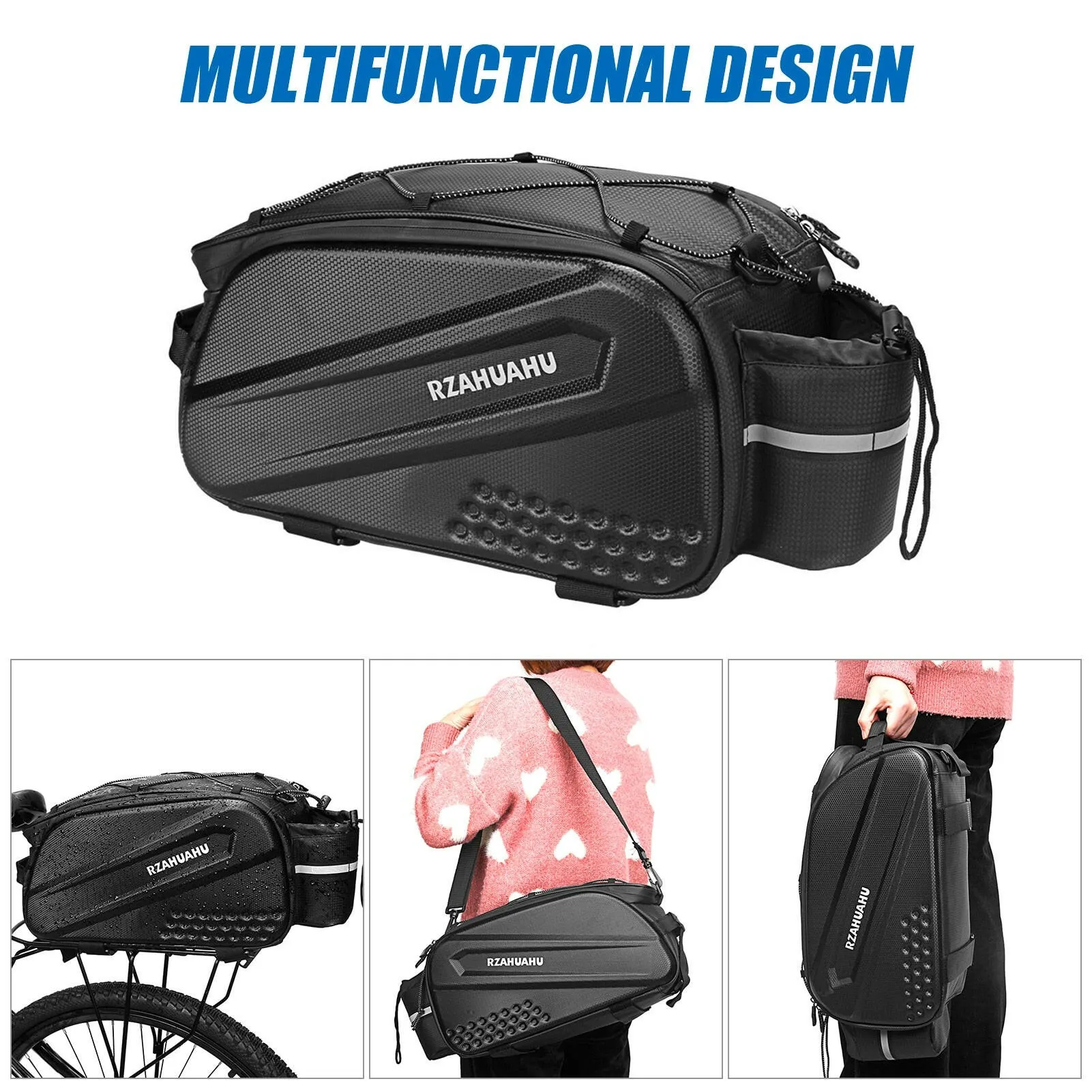 Lixada Bicycle Bags 10L Multifunctional Bicycle Rear Seat Bag Waterproof Cycling Bike Rack Trunk Cargo Bag Pannier Handbag