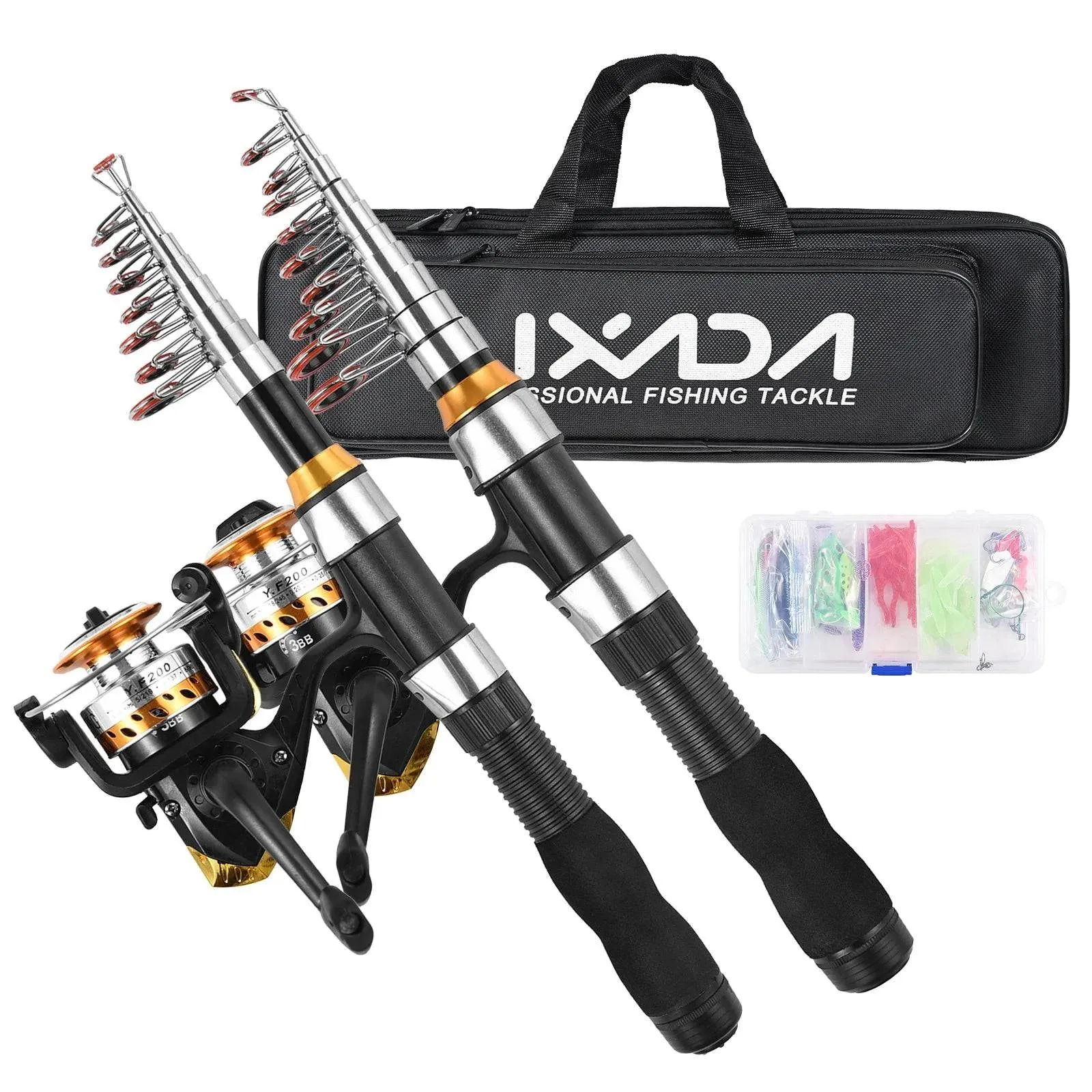 Lixada Fishing Rod Reel Combo Water Drop Set With 1.9m and 2.3m Fishing Rod Fishing Tackle with Hooks Soft Lures