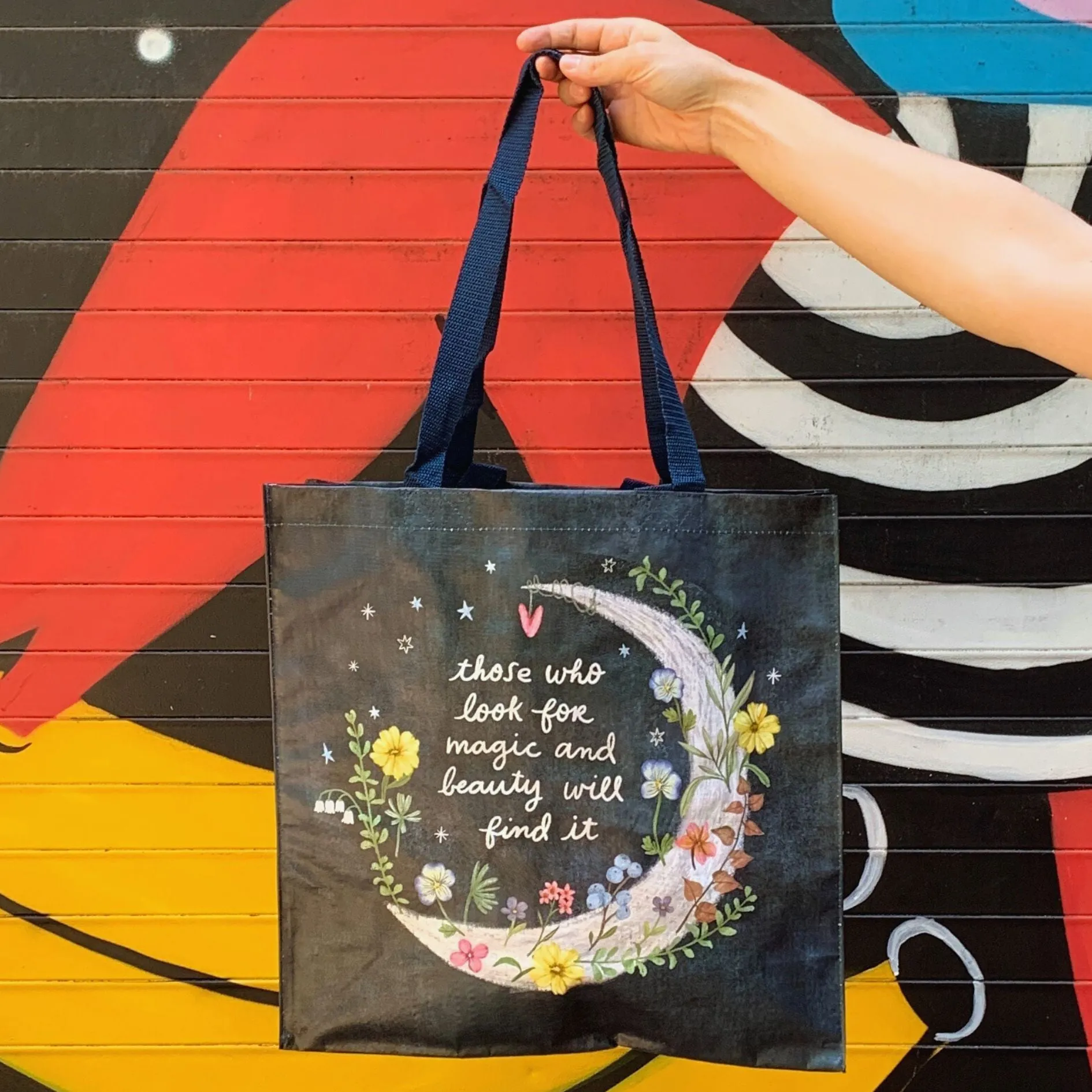 Look For Magic And Beauty Market Tote  | Daily Shopping Storage Bag | 15.50" x 15.25" x 6"