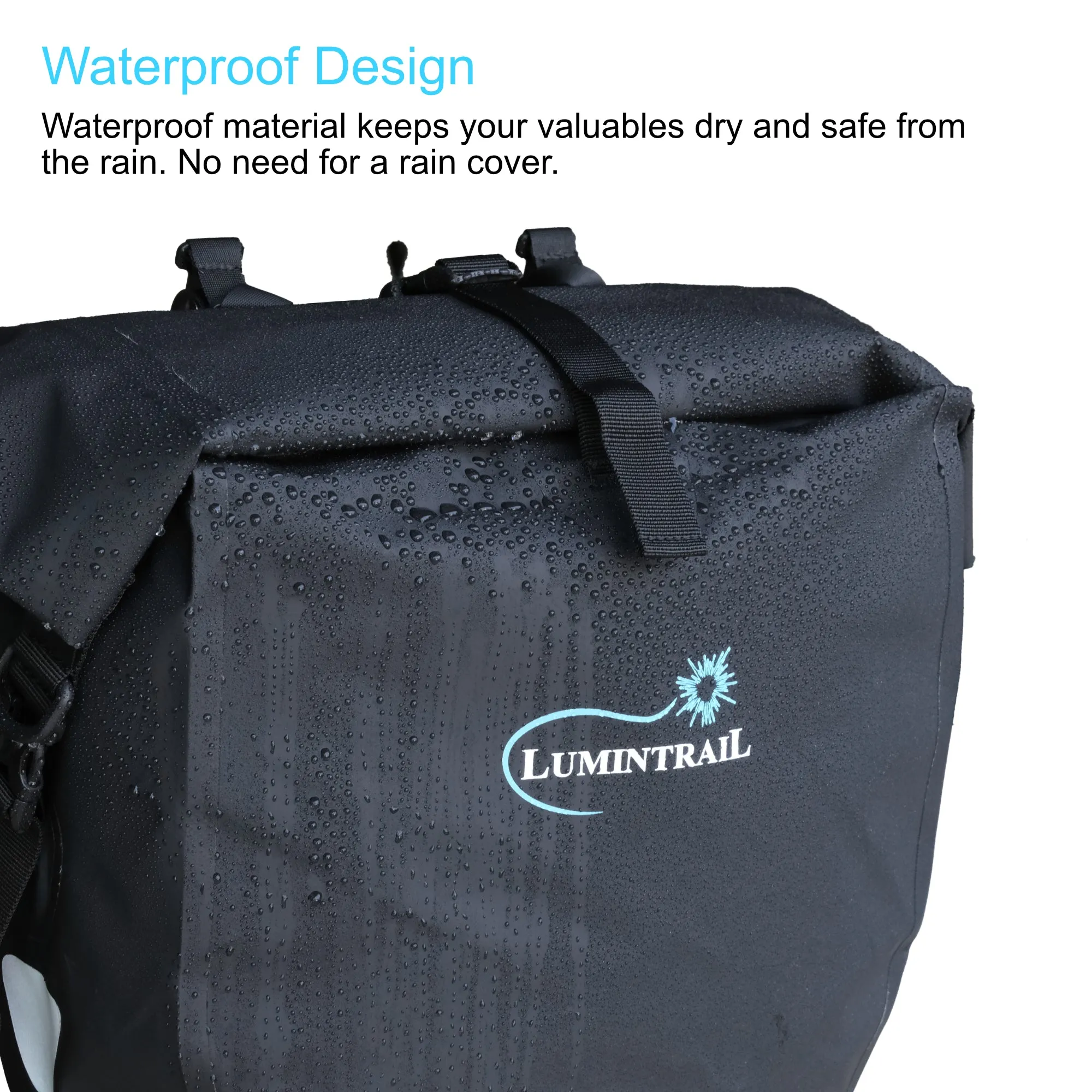 Lumintrail Bike Pannier Waterproof 25L Rear Bicycle Touring Rack Bag