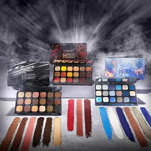 Makeup Revolution X Game of Thrones Winter is Coming Forever Flawless Shadow Palette Shimmer Glitter Eye Shadow, Long Lasting Waterproof Makeup Cosmetics Halloween Makeup Kit