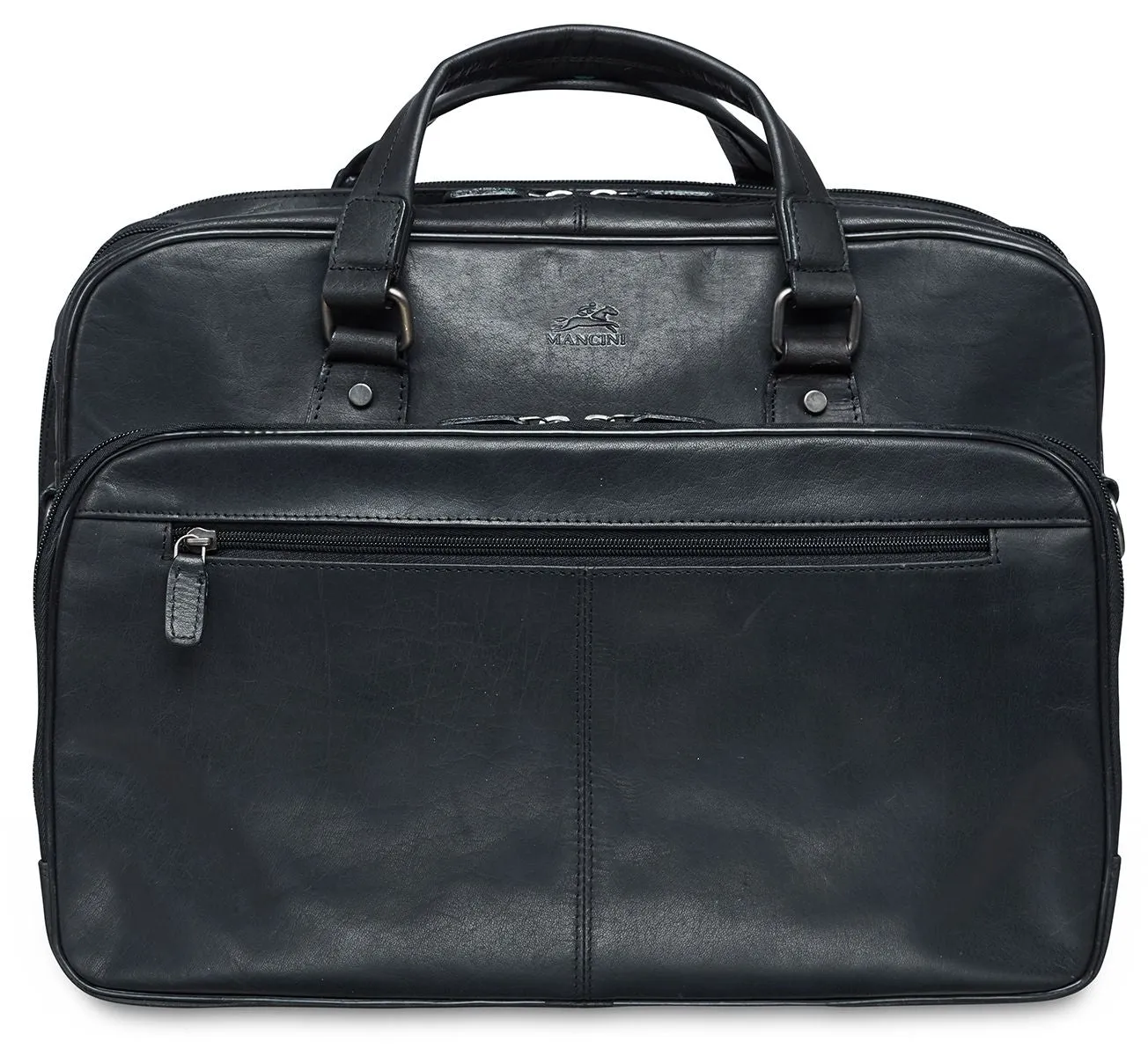 Mancini Buffalo Collection Double Compartment Leather Briefcase