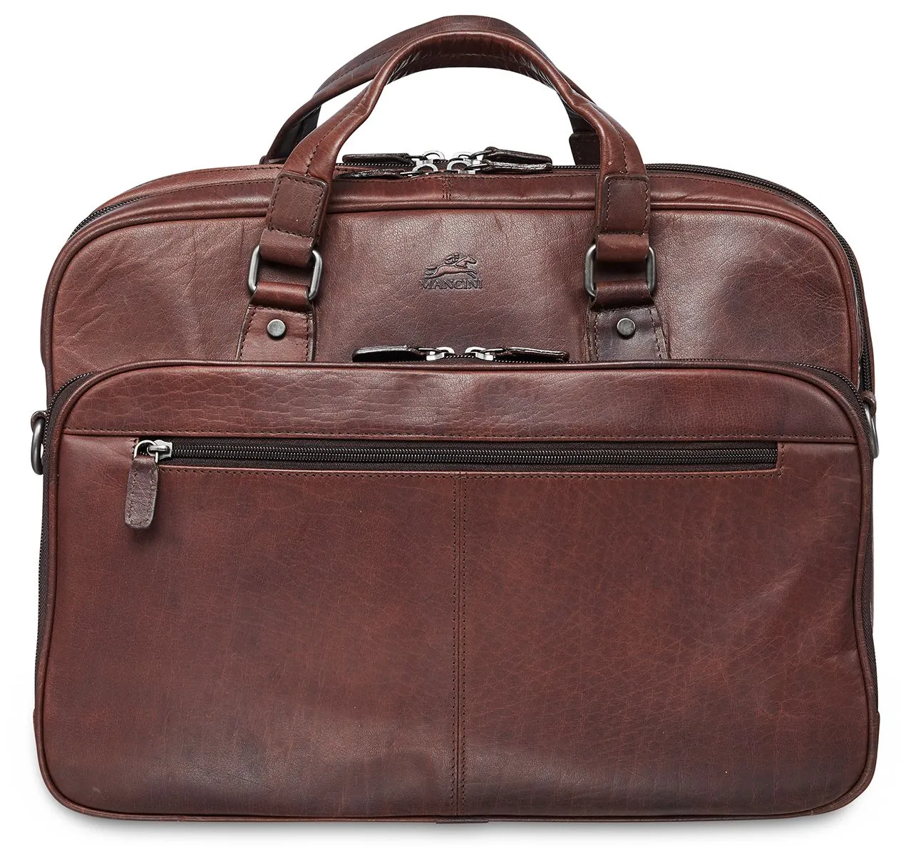 Mancini Buffalo Collection Double Compartment Leather Briefcase