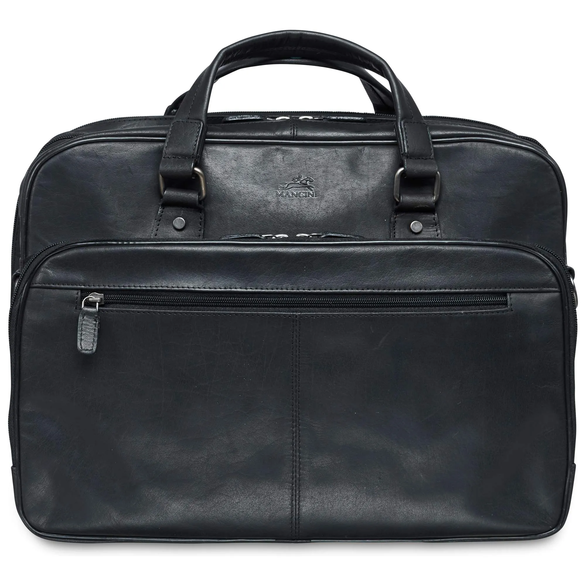 Mancini Leather Expandable Double Compartment Briefcase for 15.6” Laptop / Tablet