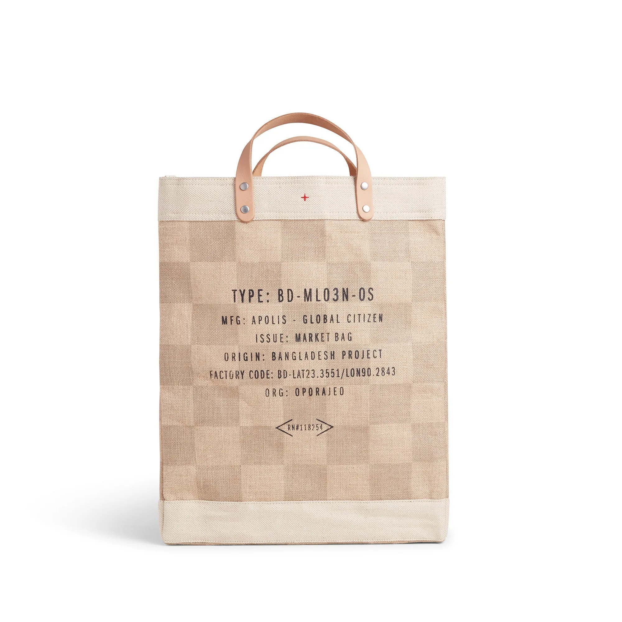 Market Bag in Checker with Black Monogram