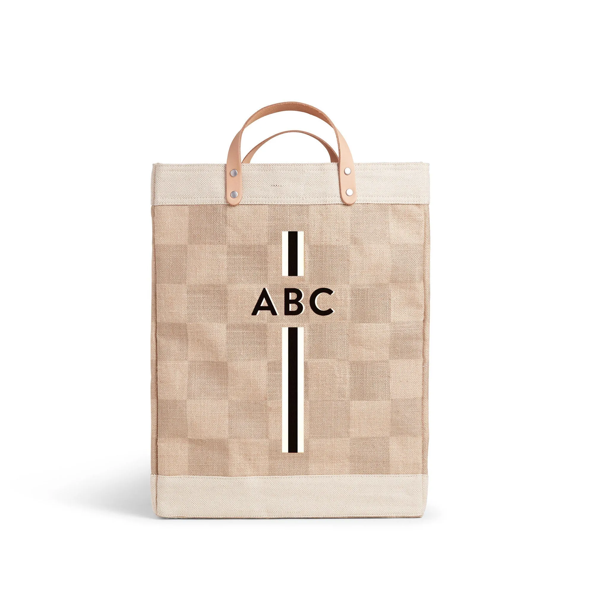 Market Bag in Checker with Black Monogram