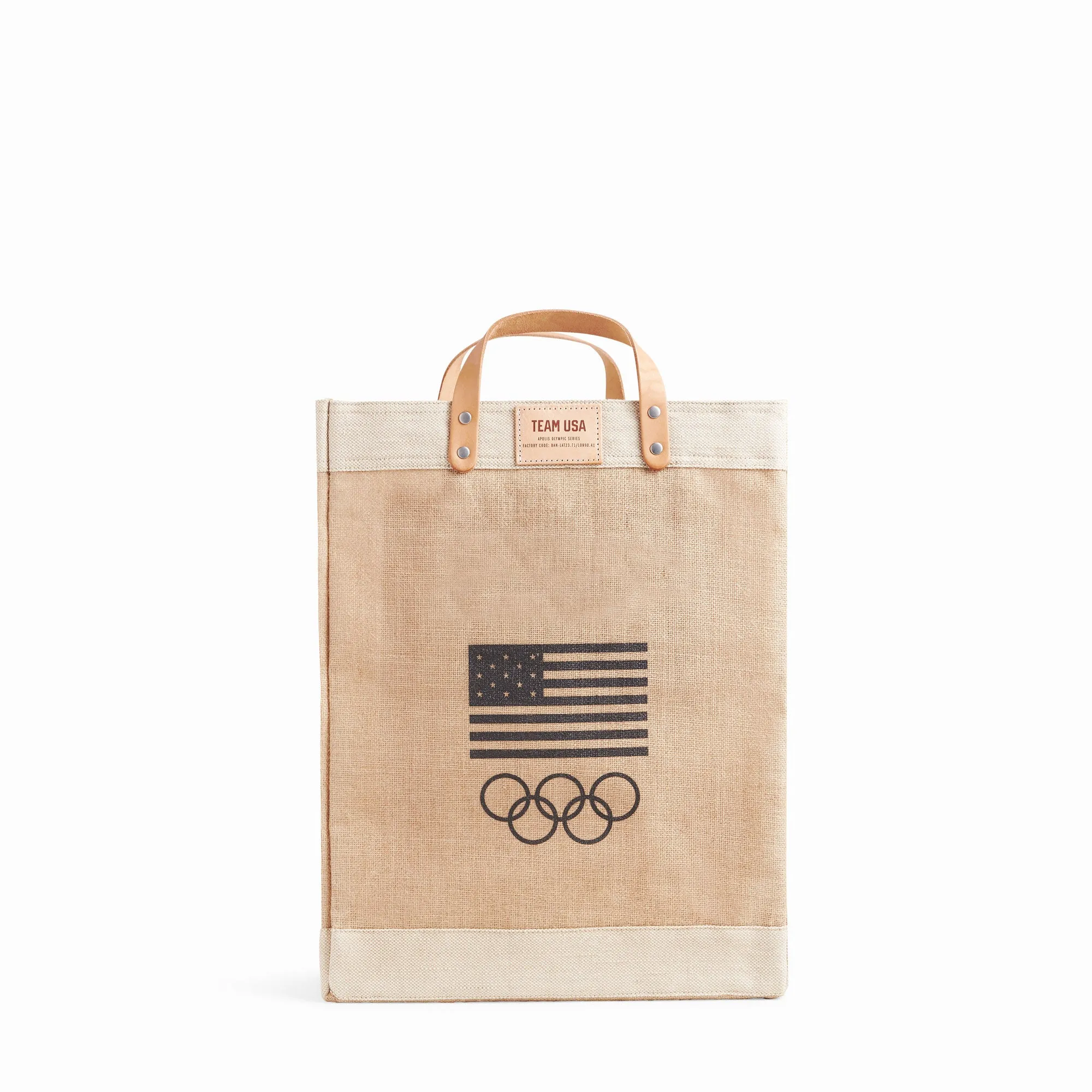 Market Bag in Natural for Team USA "Red and White"