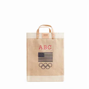 Market Bag in Natural for Team USA "Red and White"