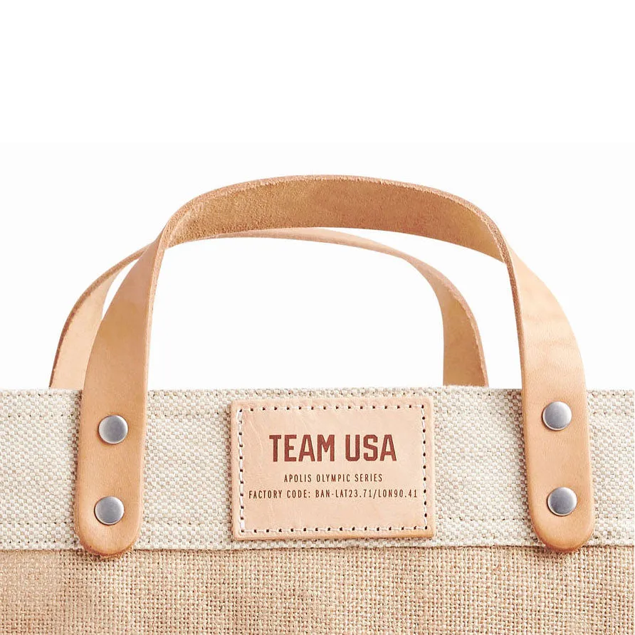 Market Bag in Natural for Team USA "Red and White"