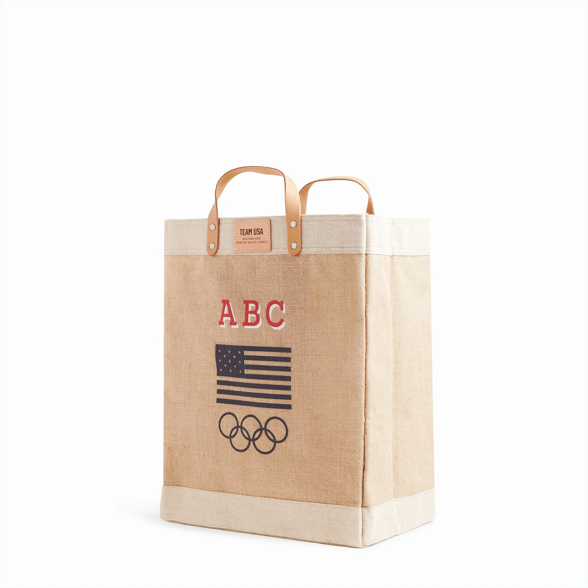 Market Bag in Natural for Team USA "Red and White"