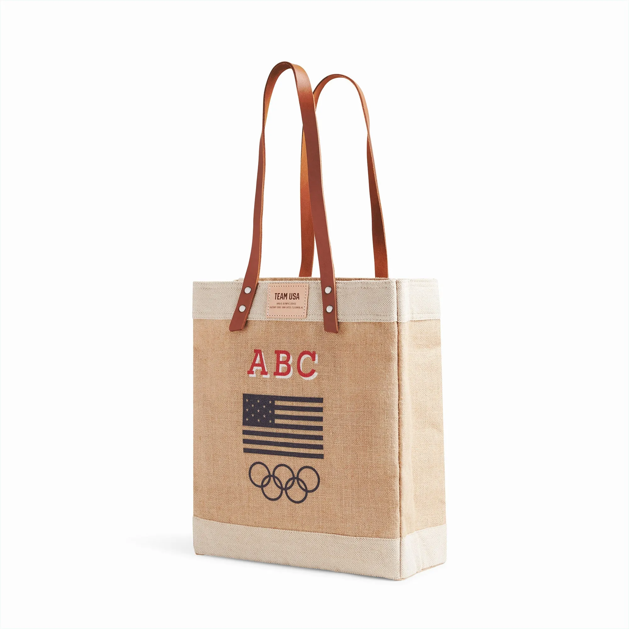 Market Tote in Natural for Team USA "Red and White"