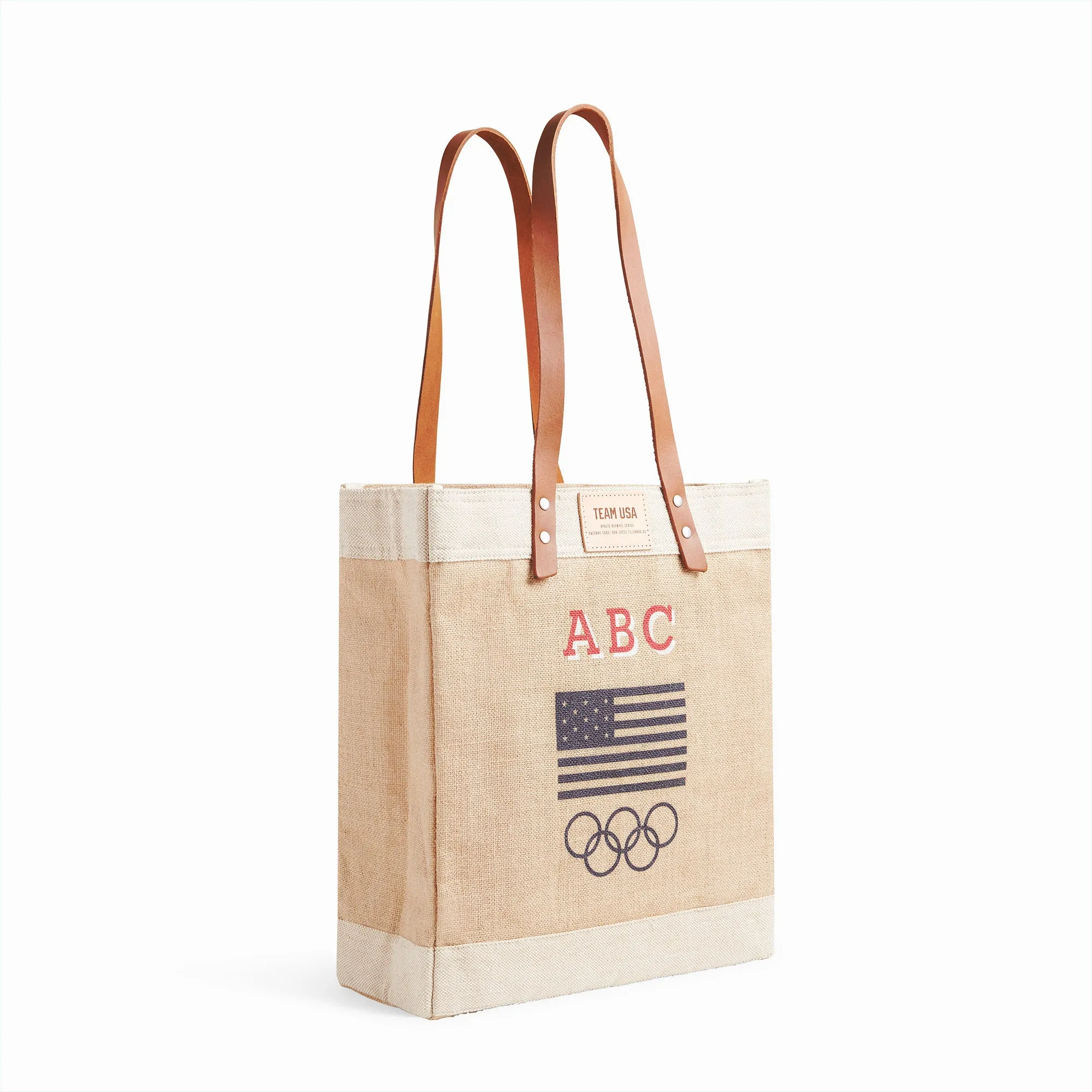 Market Tote in Natural for Team USA "Red and White"