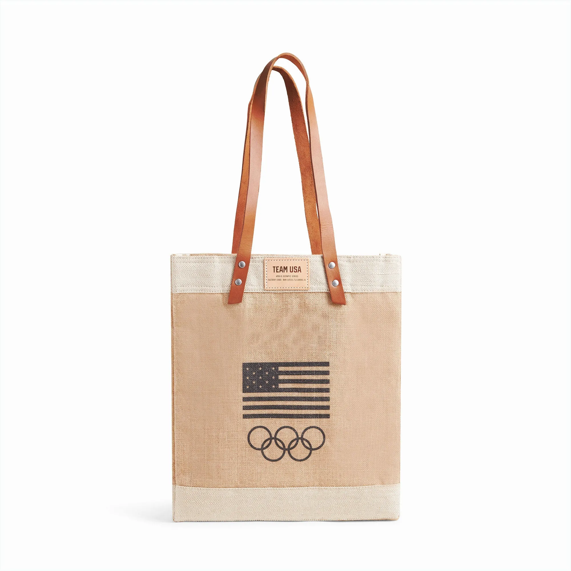 Market Tote in Natural for Team USA "Red and White"