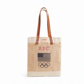 Market Tote in Natural for Team USA "Red and White"