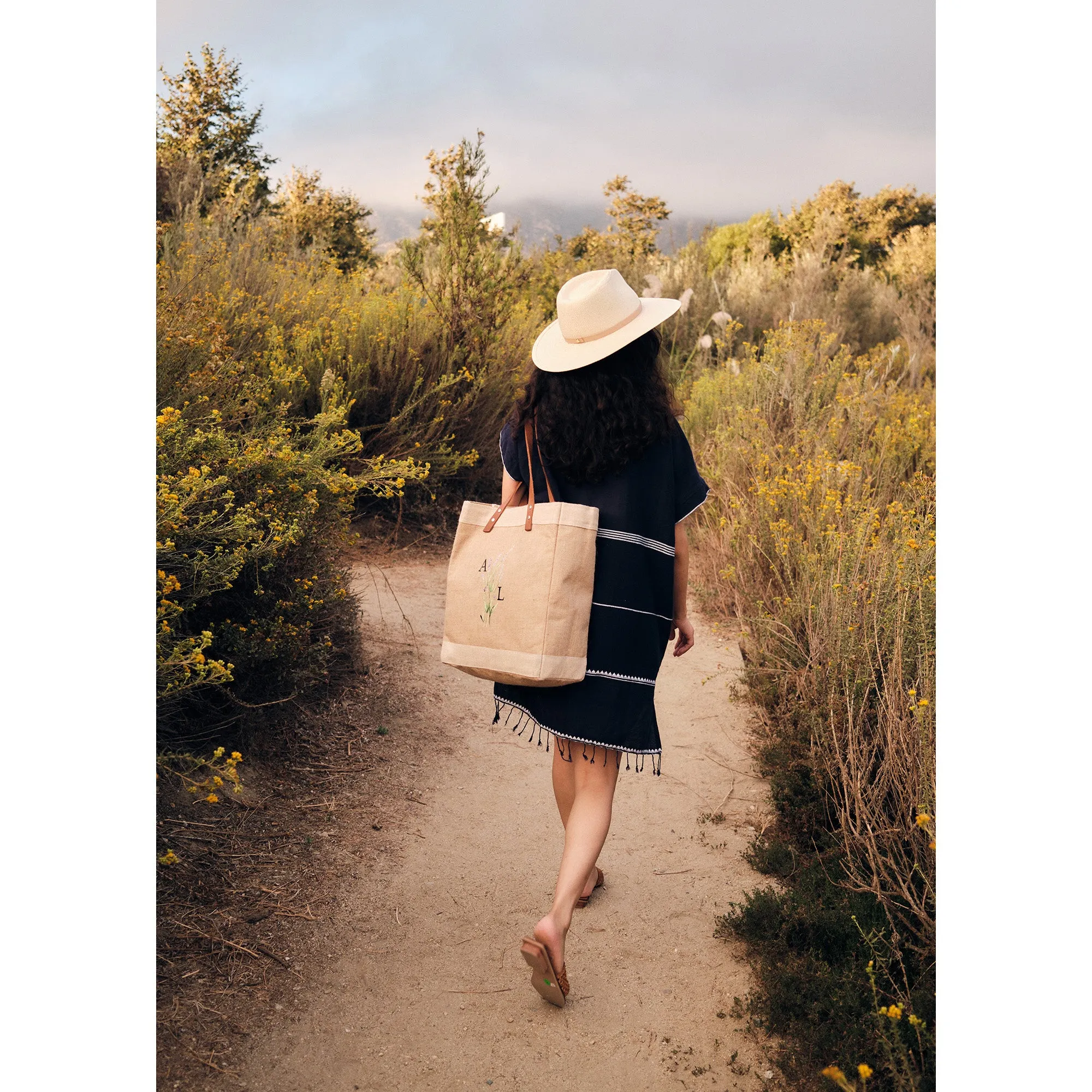 Market Tote in Natural Lavender Bloom by Amy Logsdon