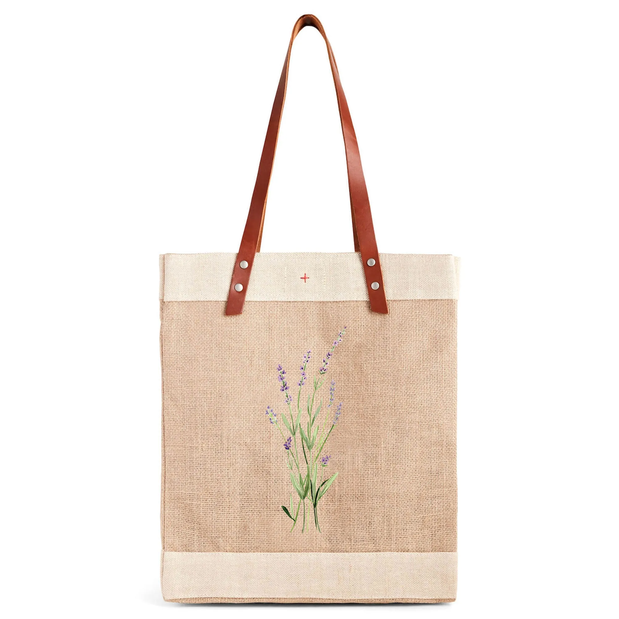 Market Tote in Natural Lavender Bloom by Amy Logsdon