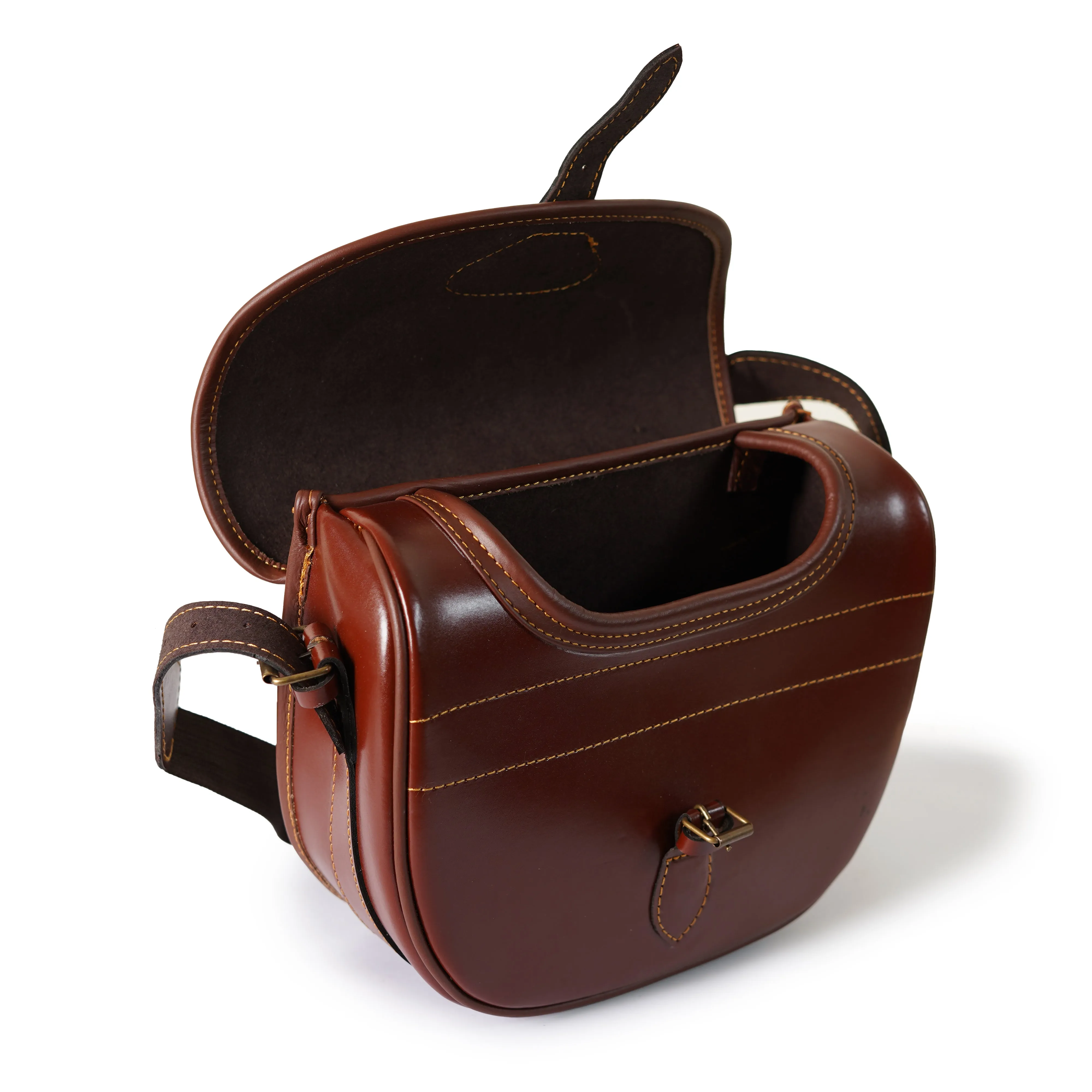 Maroon Leather Ammo Bag - 100% Genuine Leather Shooting Bag