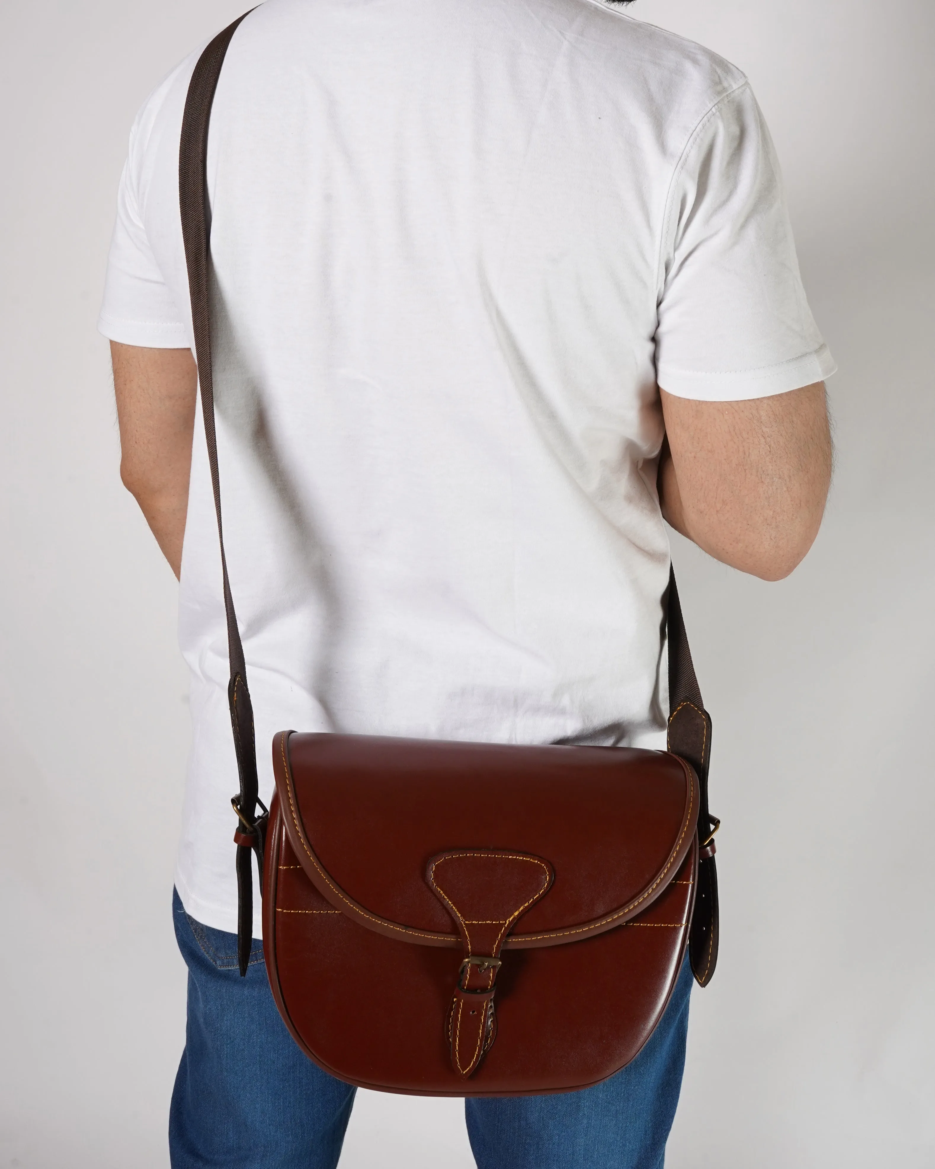 Maroon Leather Ammo Bag - 100% Genuine Leather Shooting Bag