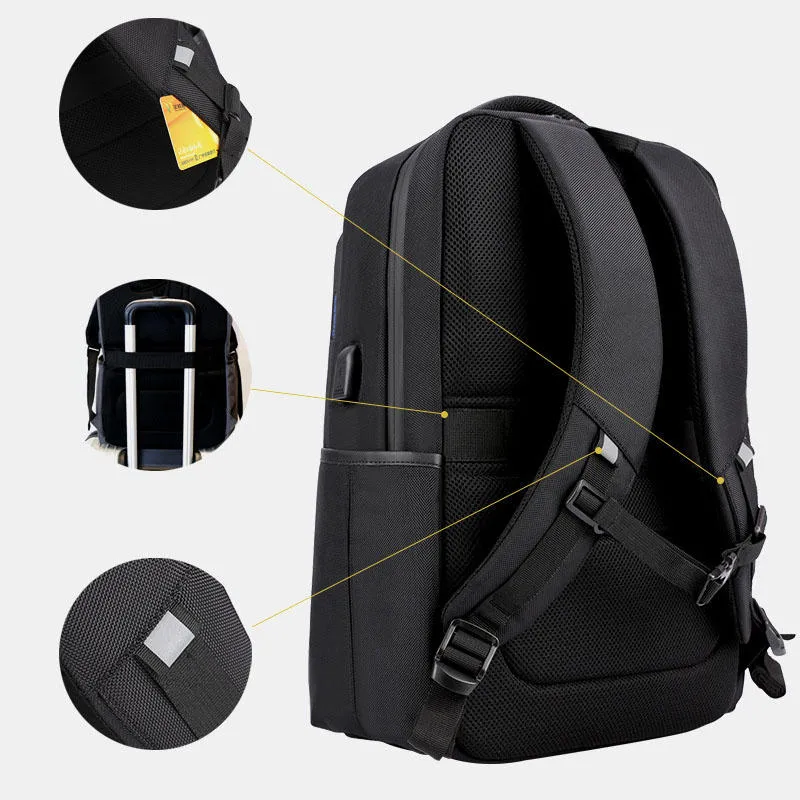 Men Large Capacity Waterproof Backpack Handbag With USB Charging Port & Audio