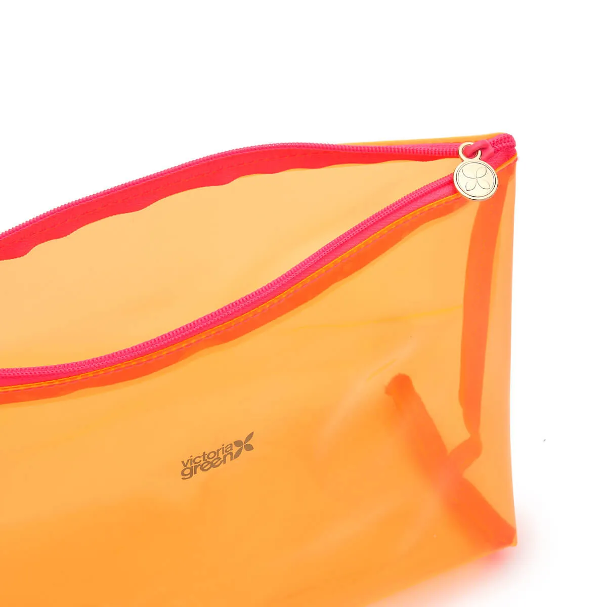 'Mia' Large Makeup Bag in Clear Orange