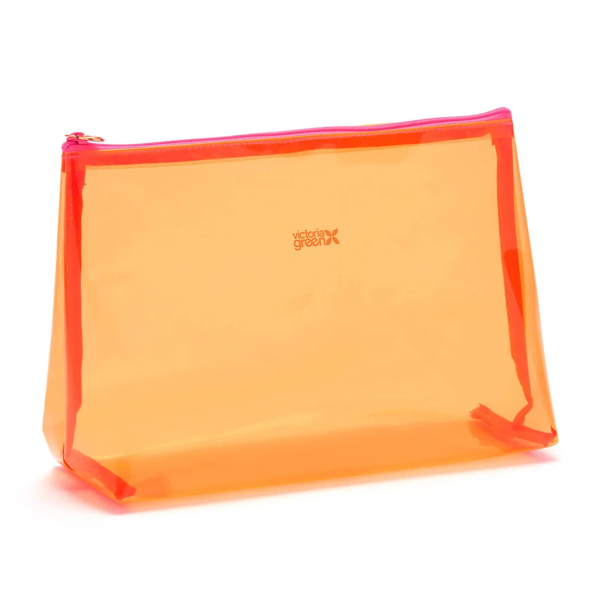 'Mia' Large Makeup Bag in Clear Orange