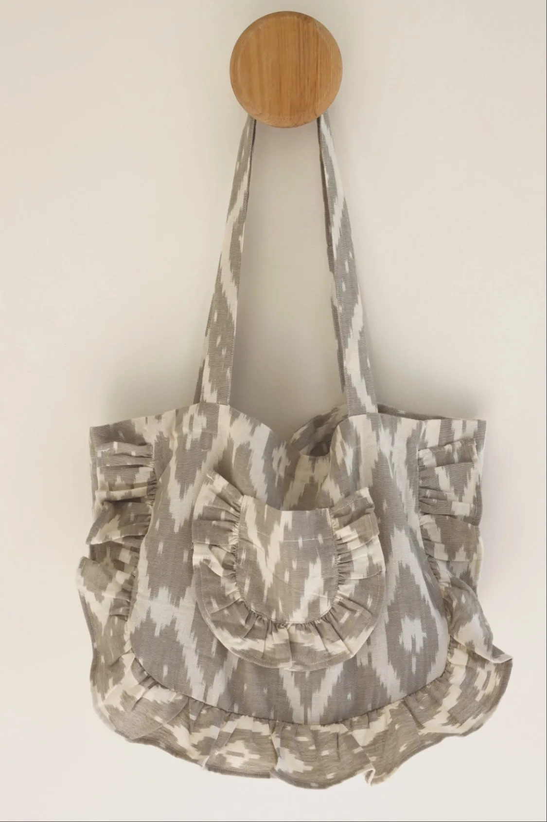 Mini Frill Tote -  Stone Ikat