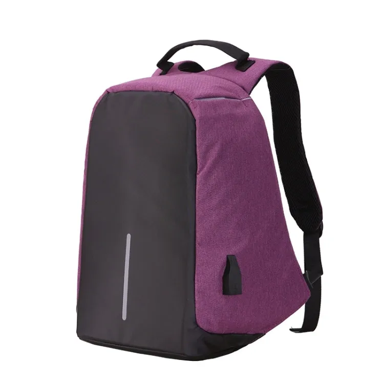 Multi-Function Large Capacity Travel Anti-theft Security Casual Backpack Laptop Computer Bag with External USB Charging Interface for Men / Women, Size: 42 x 29 x 14 cm(Purple)