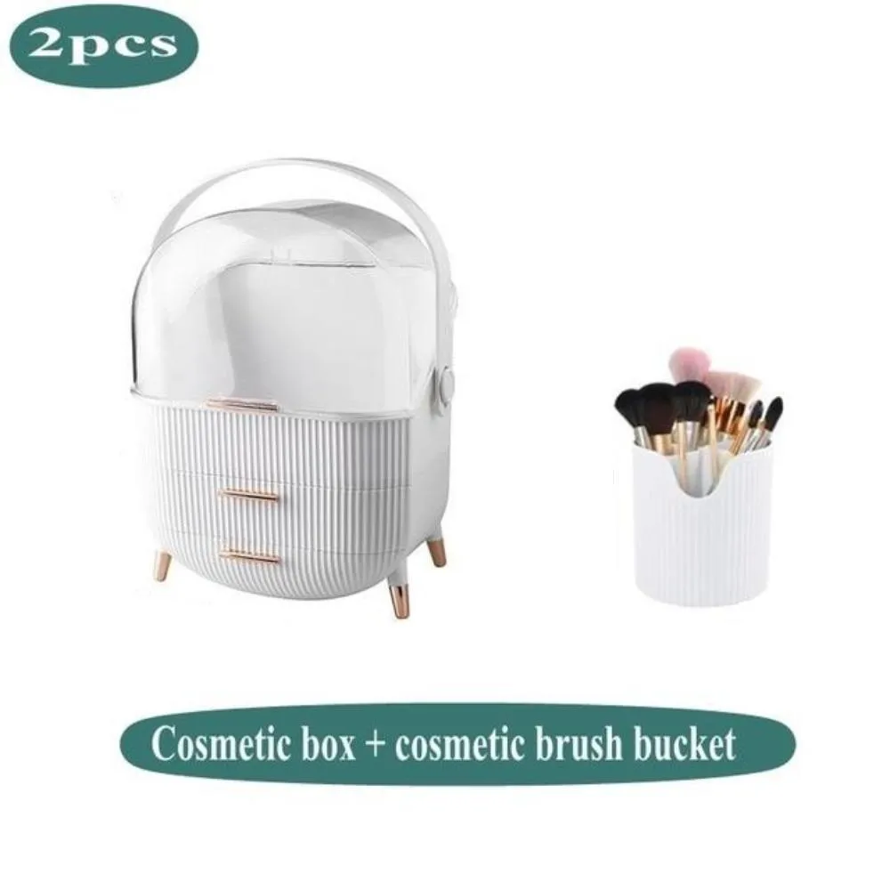 Multifunctional Makeup Cosmetic Jewellery Storage Box Plus Brush Bucket