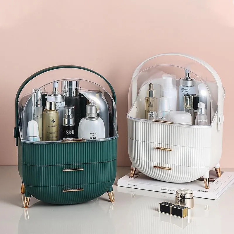 Multifunctional Makeup Cosmetic Jewellery Storage Box Plus Brush Bucket