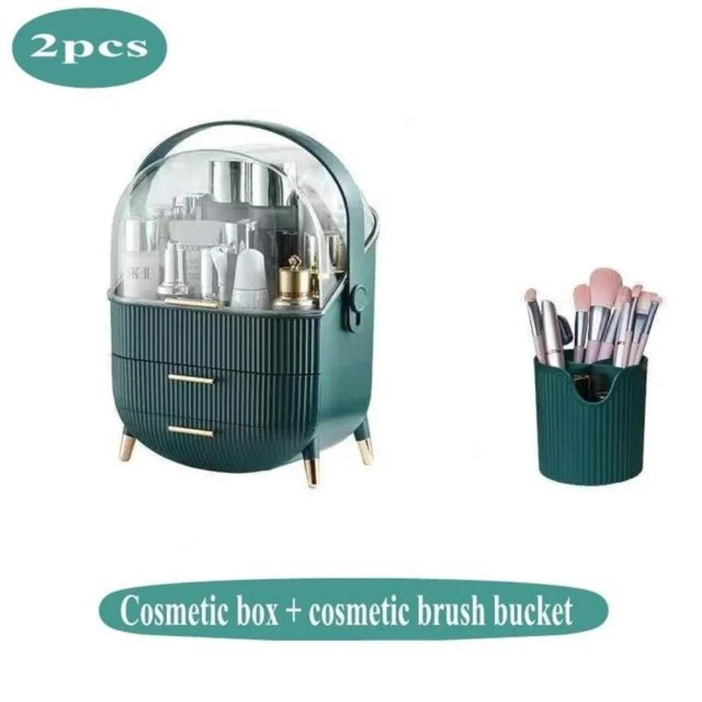 Multifunctional Makeup Cosmetic Jewellery Storage Box Plus Brush Bucket