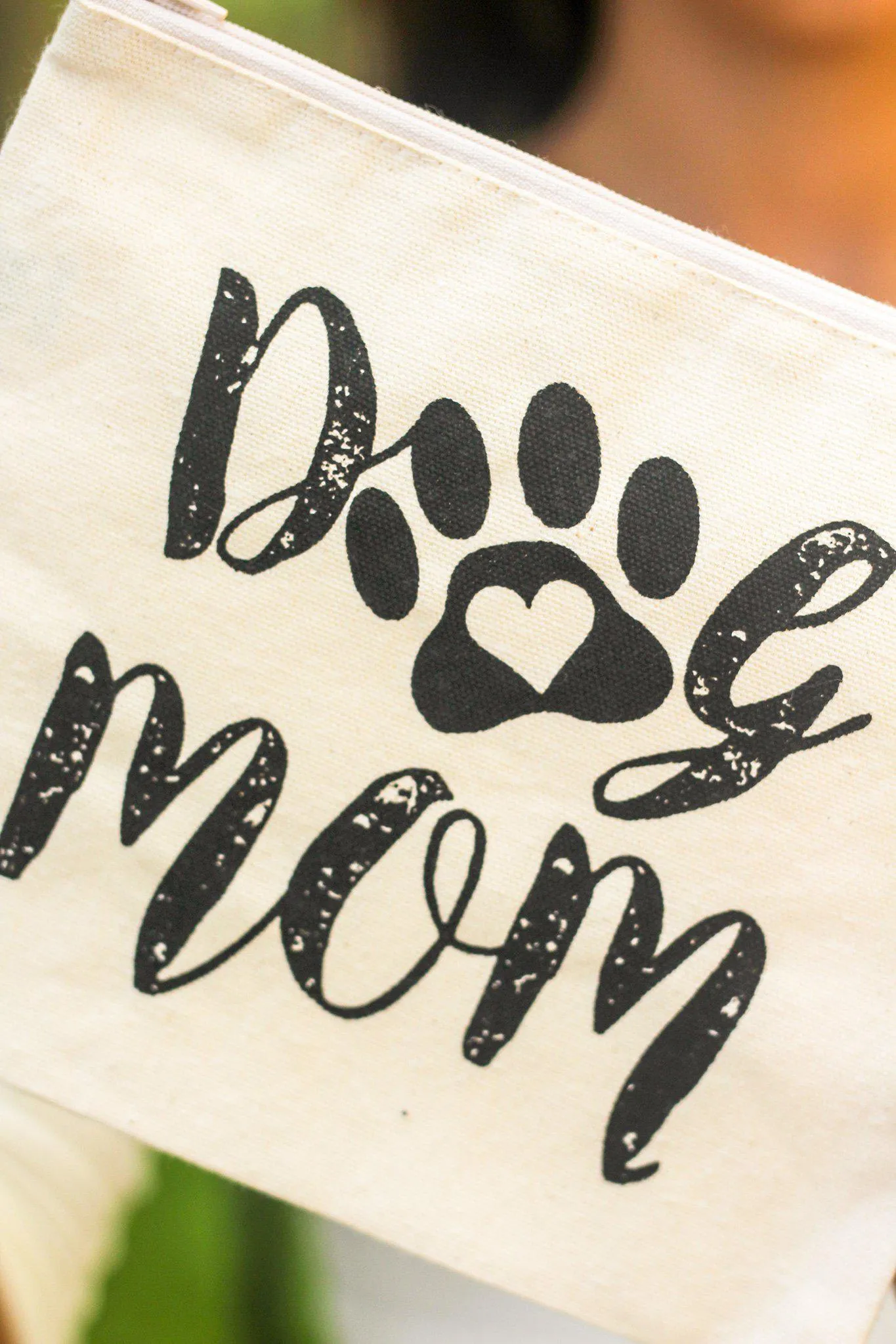 Natural  "Dog Mom" Makeup Bag