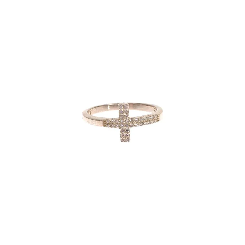 Nialaya Silver CZ Cross Statement Ring