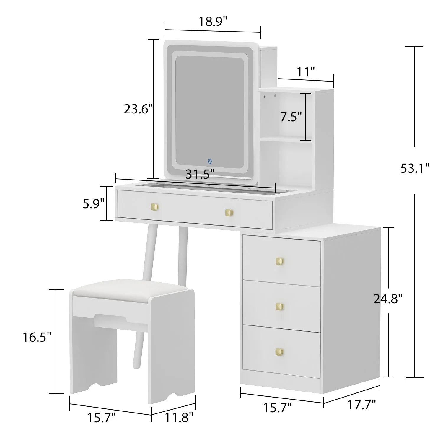 Noble Makeup Vanity Set With Adjustable Lights