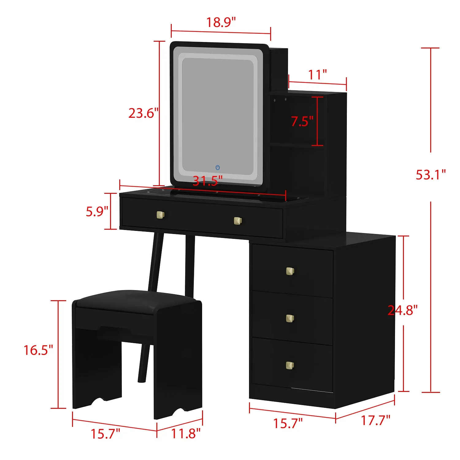 Noble Makeup Vanity Set With Adjustable Lights