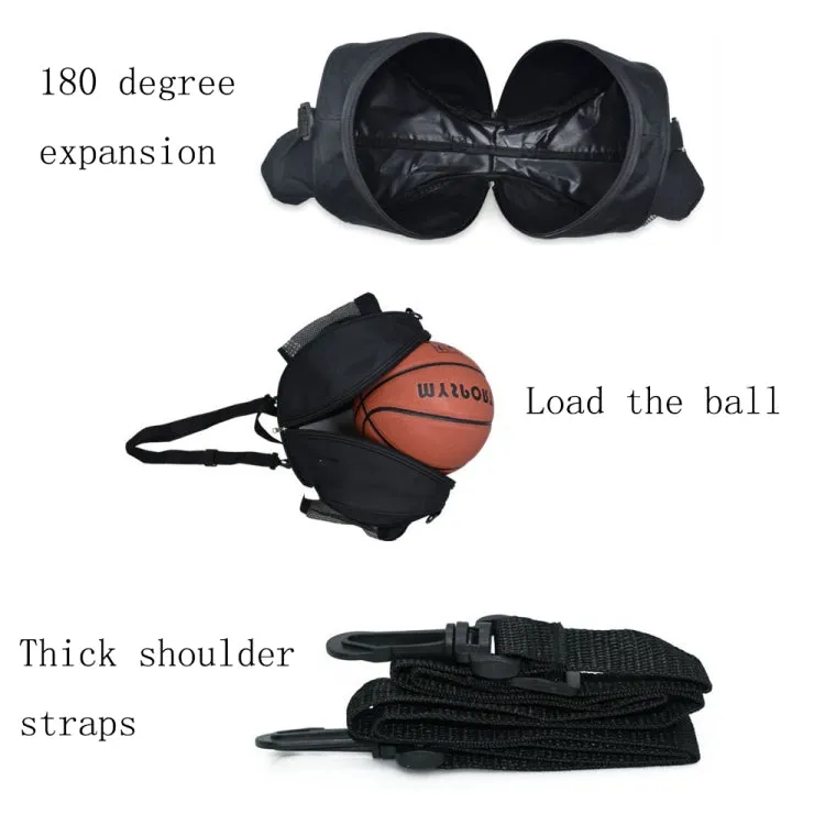 One-shoulder Two-way Opening Zipper Basketball Volleyball Football Bag Sports Ball Bag(Blue)