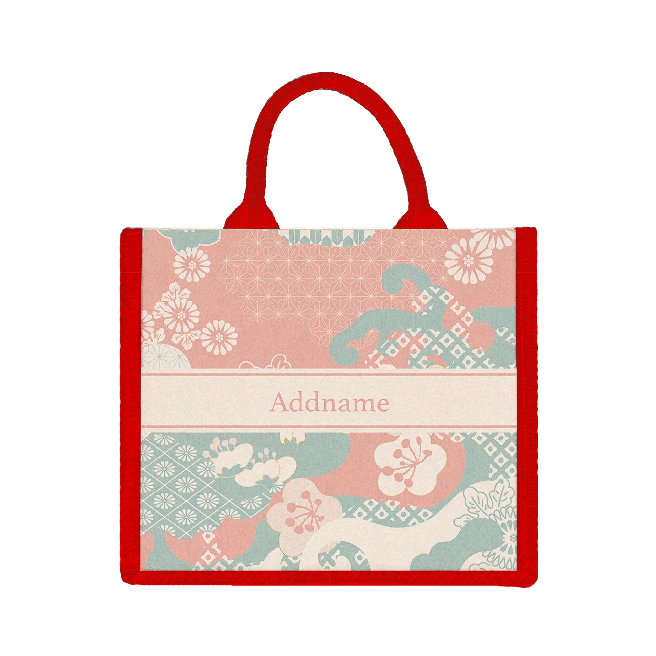 Oriental Series Medium Jute Tote Bag [FREE Custom Add Name]