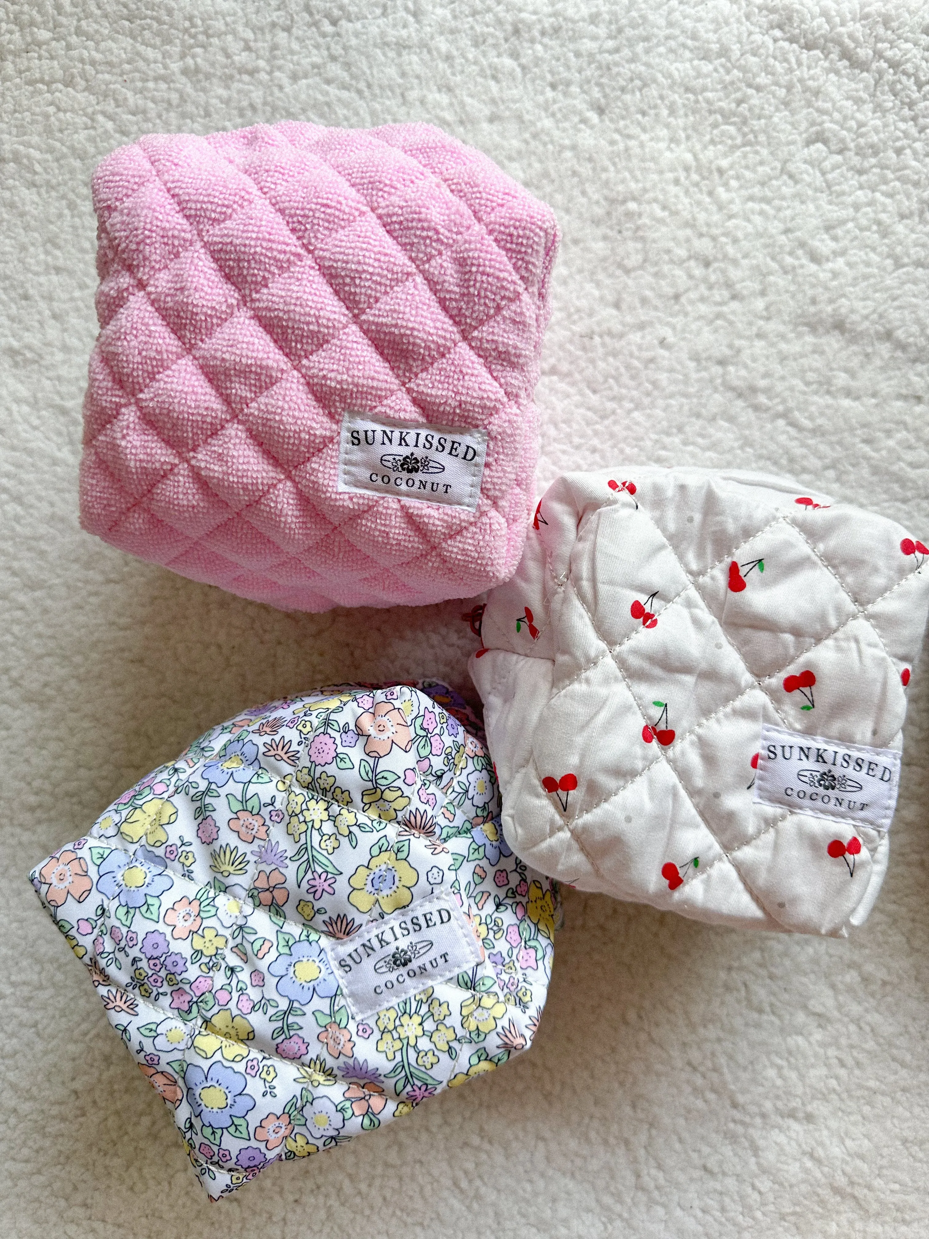 Pastel Mini Flower Quilted Handmade Makeup Bag