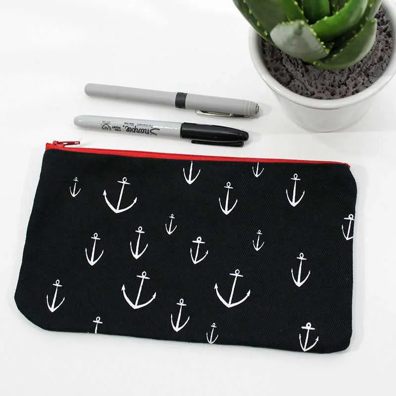 Pencil Case - Black Anchor