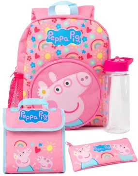 Peppa Pig Girls Pink 4 Piece Backpack Set