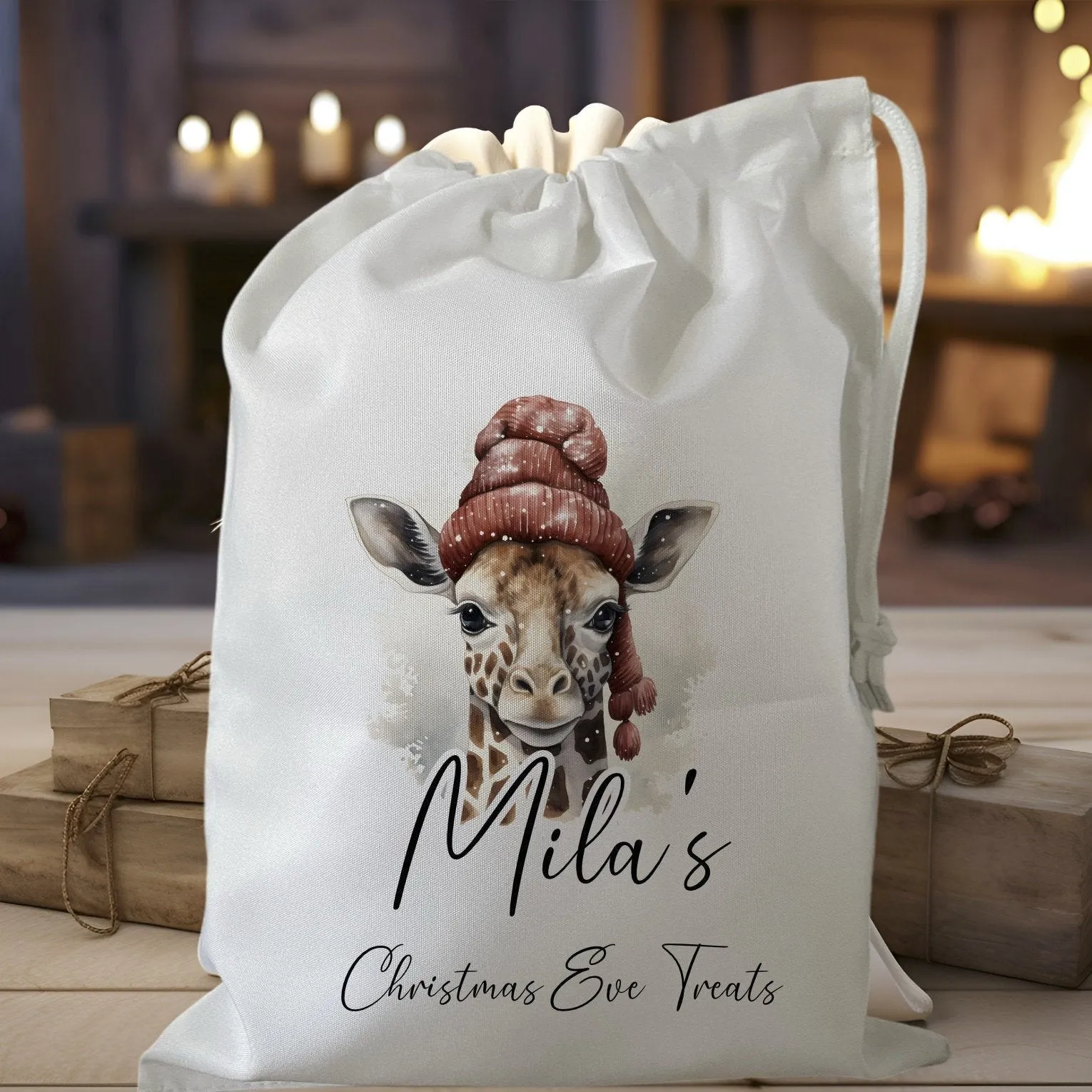 Peronalised Christmas Eve Treat Bag - Giraffe