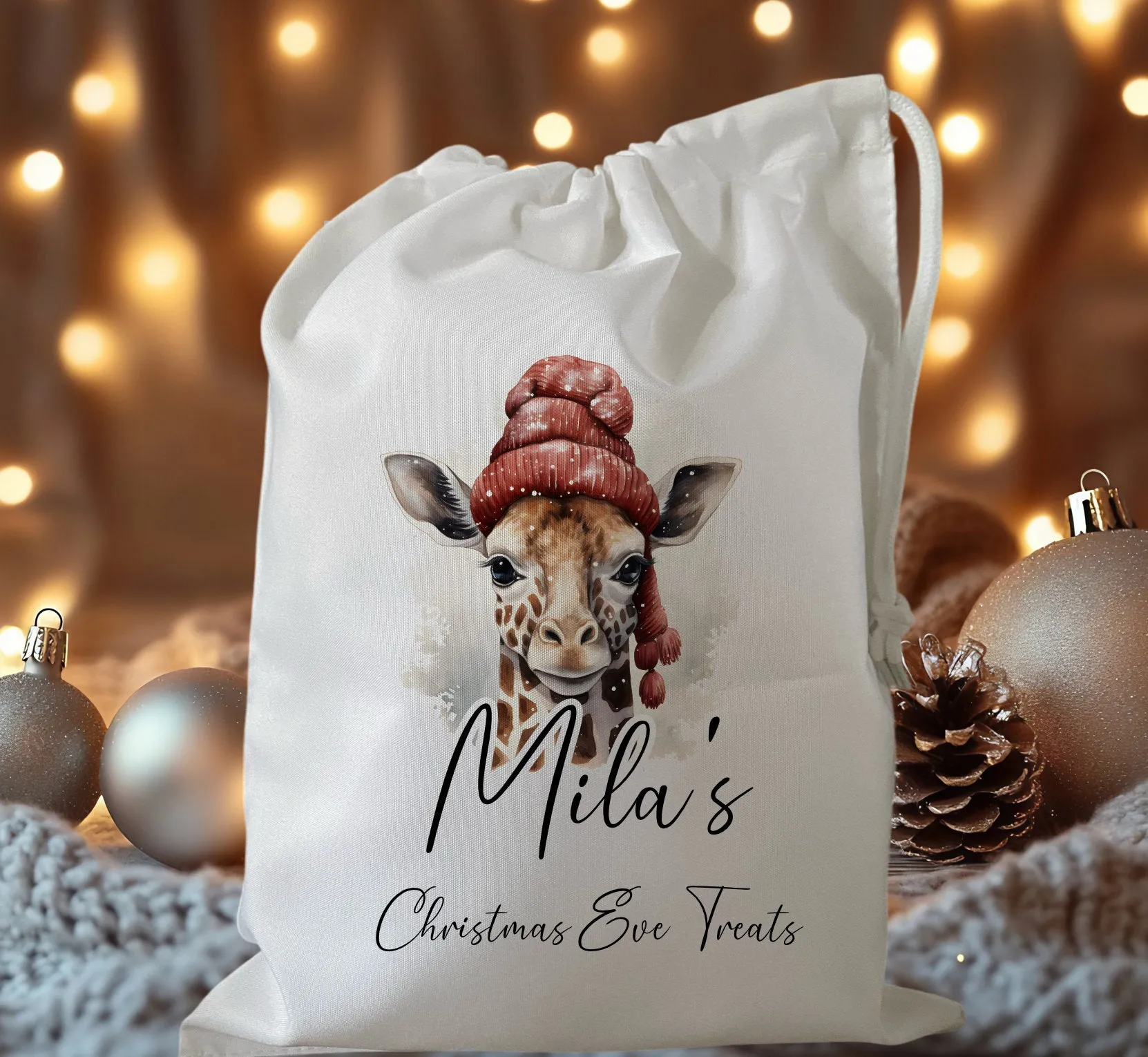 Peronalised Christmas Eve Treat Bag - Giraffe