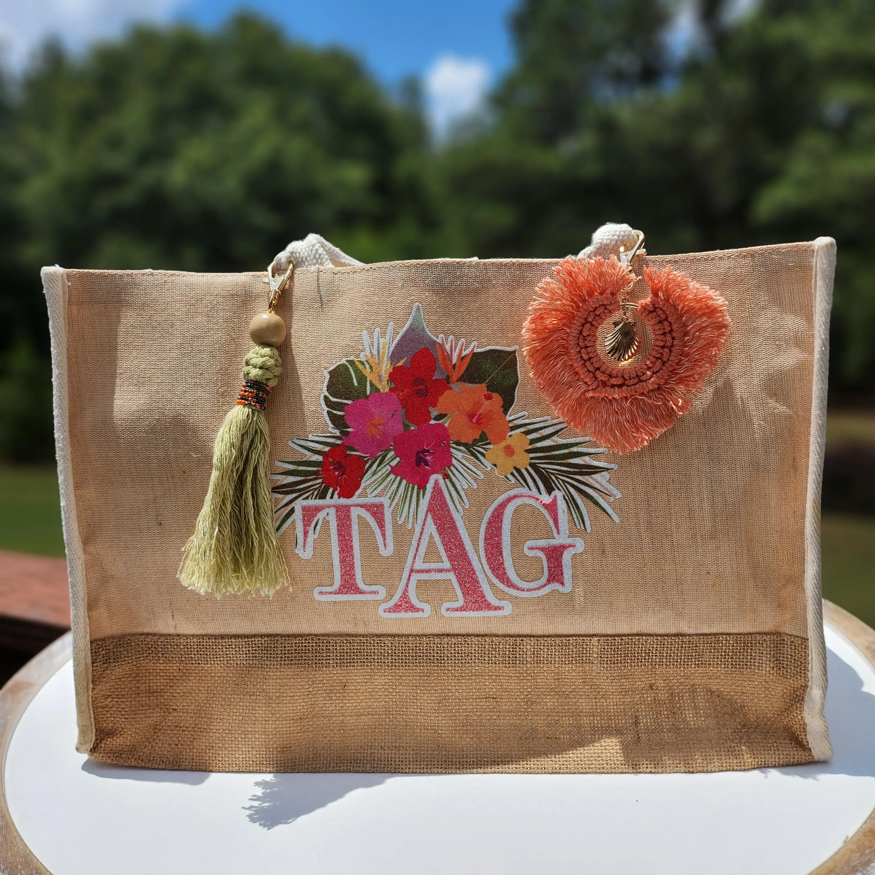 Personalized Burlap Beach Tote